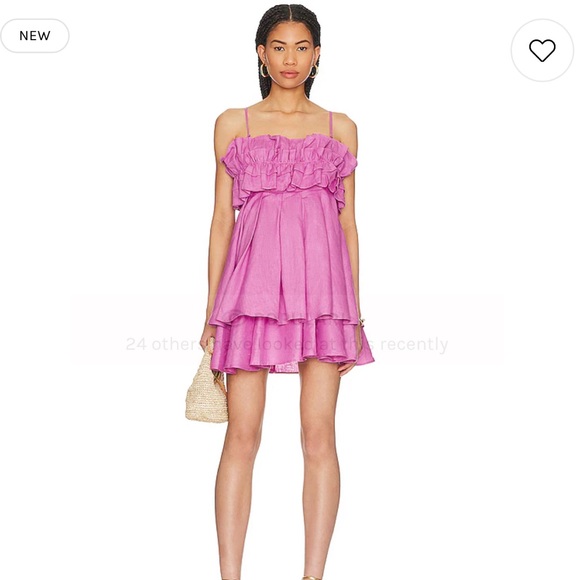 Pink Ruffle Strapless Mini Dress - Picture 2 of 5